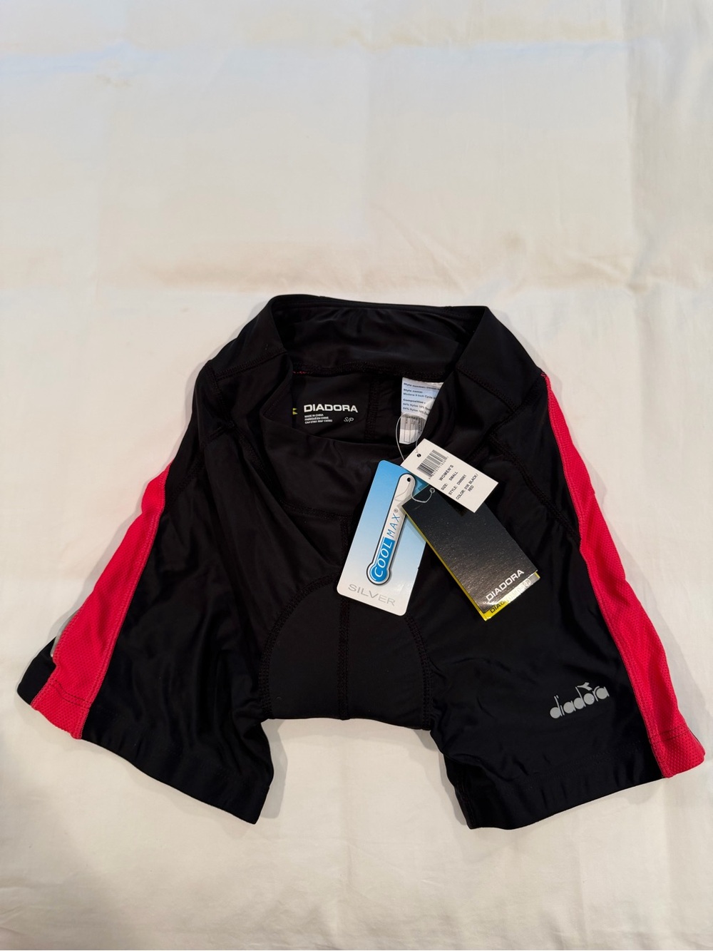 Diadora Black with Red Side Panels Diadora cycling shorts